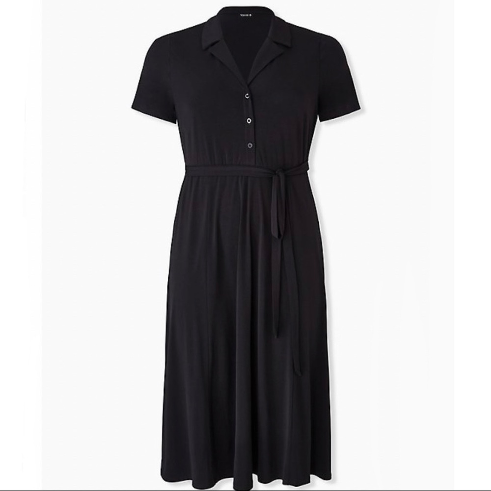 Size 26 - NWT Black Torrid Button Down Midi Shirt Dress WITH POCKETS 🎉